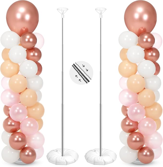 Jenaai 2 Sets 163 Pcs Pink Metallic Rose Gold Balloons Column Stand Kit Bridal by Jenaai