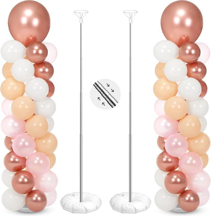 Jenaai 2 Sets 163 Pcs Pink Metallic Rose Gold Balloons Column Stand Kit Bridal by Jenaai