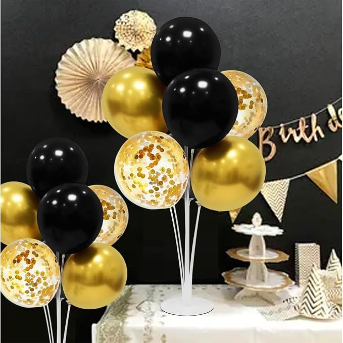 4 Set Black and Gold Party Decorations, Balloons Centerpieces - Image 5
