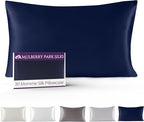 Mulberry Park 30 Momme 100% Pure Mulberry Silk Pillowcase - Luxury Charmeuse Weave for Hair and Skin, Cooling Silk Pillow Cover for Beauty Sleep - Queen Size 20"x30" / Navy