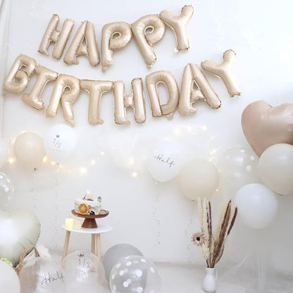 Cream White Happy Birthday Balloon Banner 16 Inch Mylar Foil Letters - Image 4
