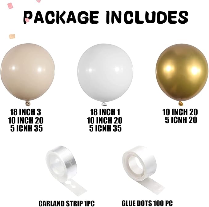 White Sand Gold Balloons Garland Arch Kit - Image 2