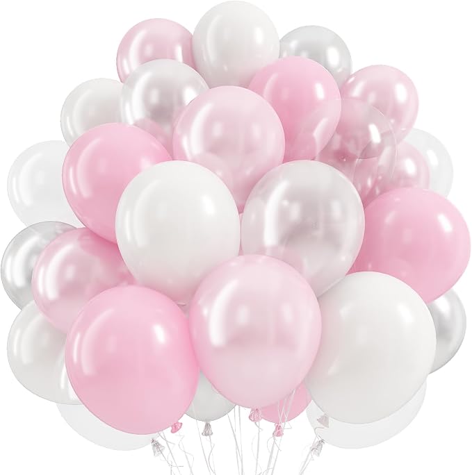 Pink and White Balloons by Froova
