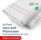 King Pillow Cases Set of 10 - Ultra Soft Hotel Quality Pillowcase Covers - Comfy, Cozy & Wrinkle Free - Shrink, Stain and Fade Resistant - Machine Washable Pillow Protectors - 10 Pcs Set - French Grey