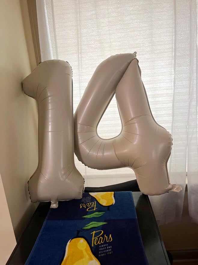 14 Balloon Numbers 40Inch for 14th Year Old Birthday Decorations, Cream | 40In - Image 2
