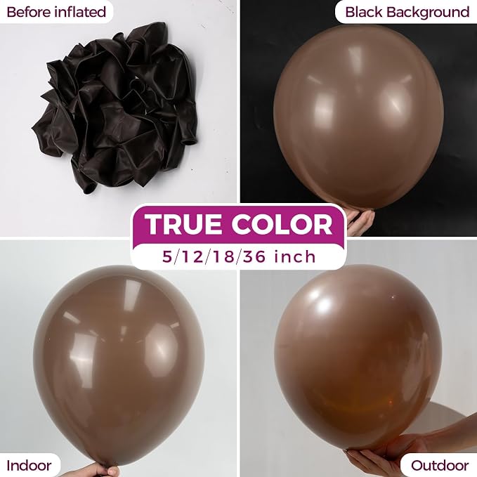 Bezente Brown Balloons 18 Inch 30 Pack Latex Large Thick | Dark Brown Big Round - Image 2