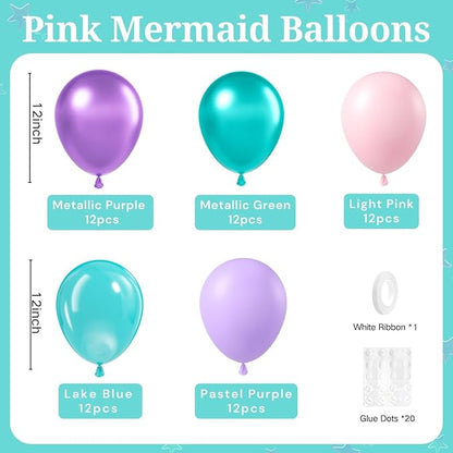 60pcs Mermaid Balloons 12inch - Image 2