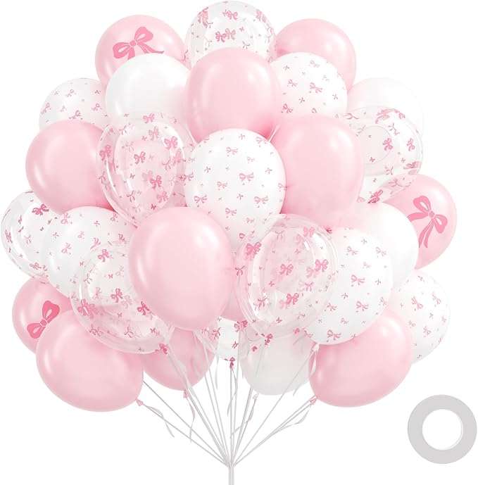60pcs Pink Bow Balloons 12inch by Unknown