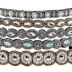Teenitor 5pcs Hairbands for Women, 5 Rhinestone Beaded Headbands, Head Bands for Women's Hair Fashionable Handmade Crystal Beaded Elastic hairbands, 20-26.8"(51-68cm), 1 Count (Pack of 5), HAIRBAND