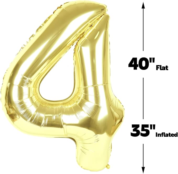 Light Gold Number 4 Balloon 40 inch, Balloon numbers party supplies, deco photo - Image 3