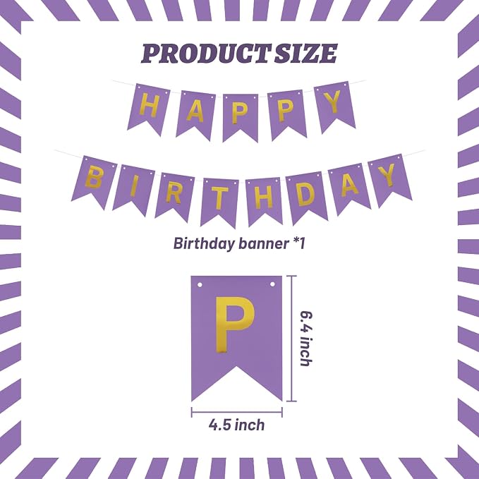 ZHENGYE Happy Birthday Banner Purple Birthday Decoration Sign Birthday Party - Image 2