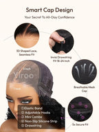 YIROO Chestnut Brown Ombre Yaki Straight 13x4 Pre Everything Frontal Glueless Wig Human Hair Pre Plucked Pre Cut,Bye bye Knots Wear and Go Drawstring Wigs Beginner Friendly 150% Density 22Inch