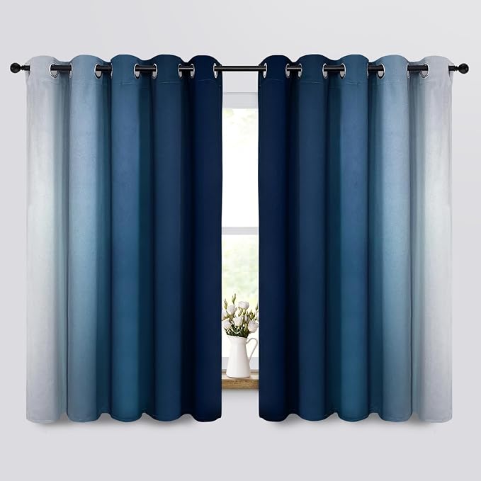 Yakamok Ombre Curtains Blue and Greyish White - Image 2