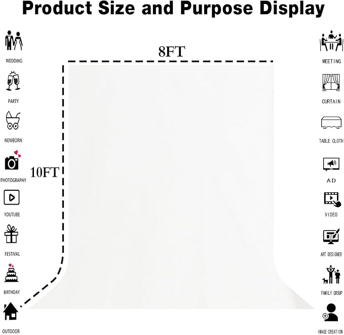 White Photography Backdrop for Photoshoot, Fabric 8x10ft | Polyester Studio - Image 8