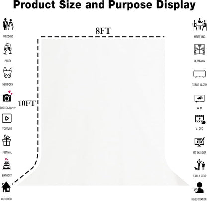 White Photography Backdrop for Photoshoot, Fabric 8x10ft | Polyester Studio - Image 8