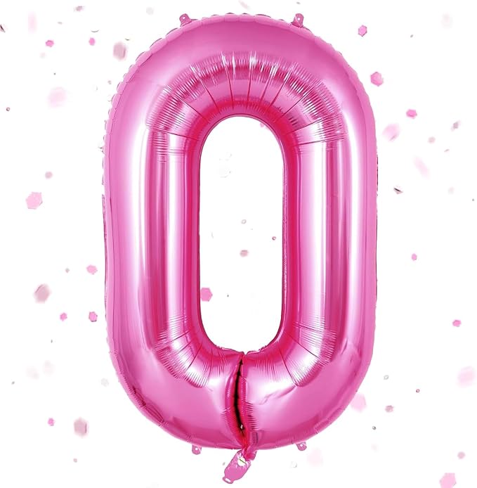 Pink Number Balloons, Large Hot pink Number 0 Balloon 40 Inch Pink 0 Balloon by Yeodong