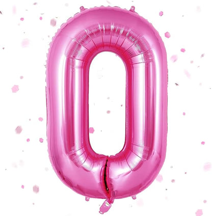 Pink Number Balloons, Large Hot pink Number 0 Balloon 40 Inch Pink 0 Balloon by Yeodong
