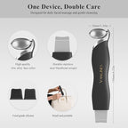 Blackhead Scraper Tool & Skin Scrubber Face Spatula for Blackhead Removal, Pore Cleaning, with Cooling Ice Roller & 2 Silicone Brush Heads (Charcoal Black)