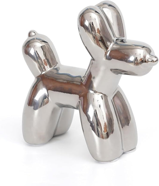 Notakia Large Silver Cute Ceramics Balloon Dog Statue Crafts Living Room by Notakia