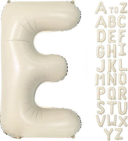 Cream Letter E Balloons, 40 Inch Balloons Letter E Mylar Helium Large E Balloon by BBPOOL