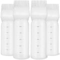 4Pcs Root Comb Applicator Bottle, 6 Ounce Hair Dye Bottles with Comb and Graduated Scale Plastic Hair Oil Brush for Hair Care and Color, White