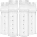 4Pcs Root Comb Applicator Bottle, 6 Ounce Hair Dye Bottles with Comb and Graduated Scale Plastic Hair Oil Brush for Hair Care and Color, White