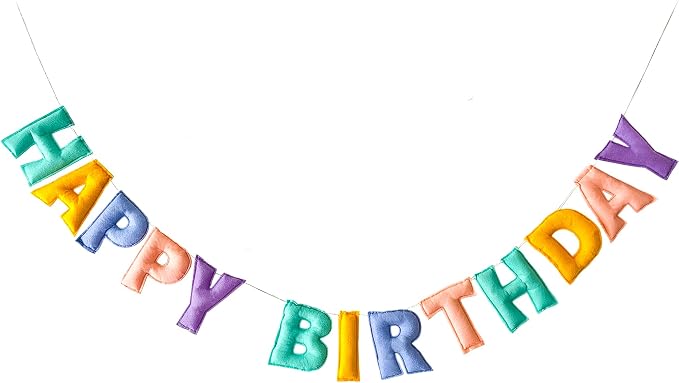 Pre-Strung Pastel Felt Happy Birthday Banner, Macaron Birthday Decorations | by Unknown