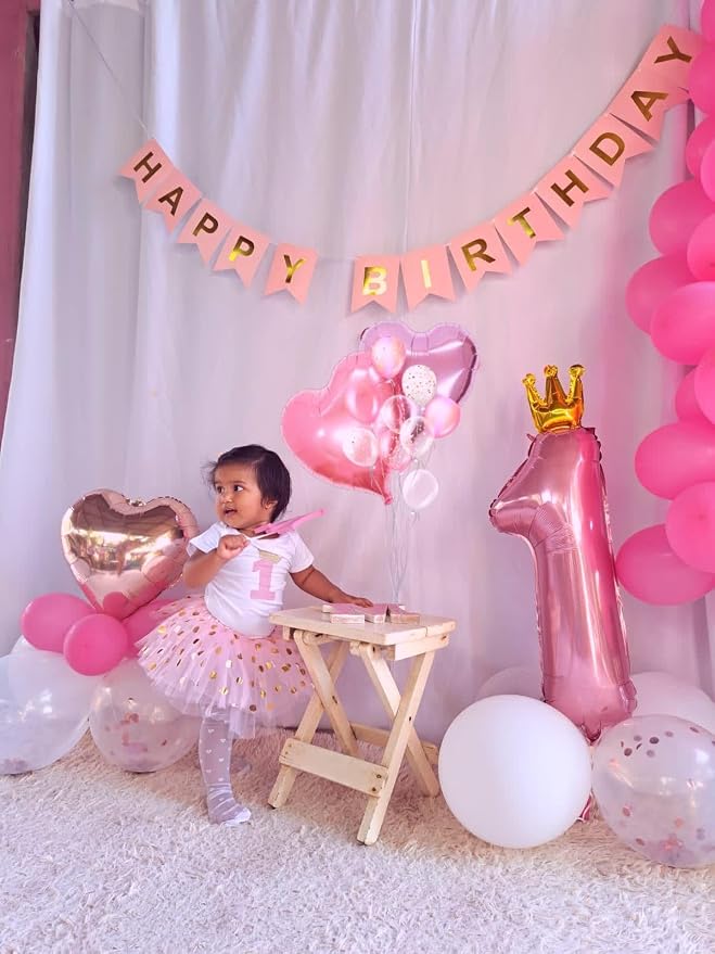 Pink Crown Number 1 Balloon 40 inch, Big Pink 1st Birthday Party Decorations | - Image 8