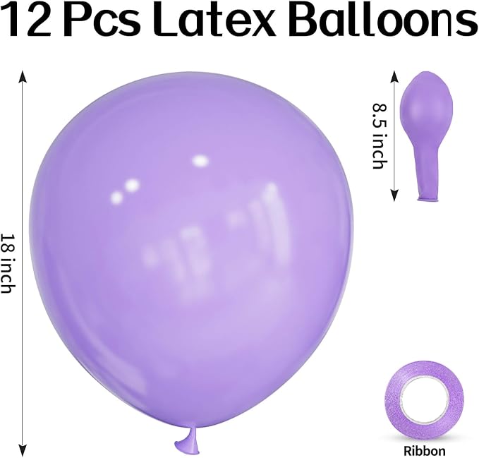 18 Inch Pastel Purple Balloons 12 Pack Big Lavender Balloons Thick Latex Light - Image 2