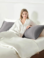 THXSILK 100% Natural Mulberry Silk Pillowcase for Hair and Skin, Silk Body Pillowcase with Hidden Zipper, Ultra-Soft Breathable Smooth Both Sided Silk Pillow Cover, Body Size 20"x54", Grey