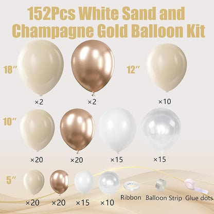 White Sand Metallic Champagne Gold Balloons Garland Arch Kit - Image 2