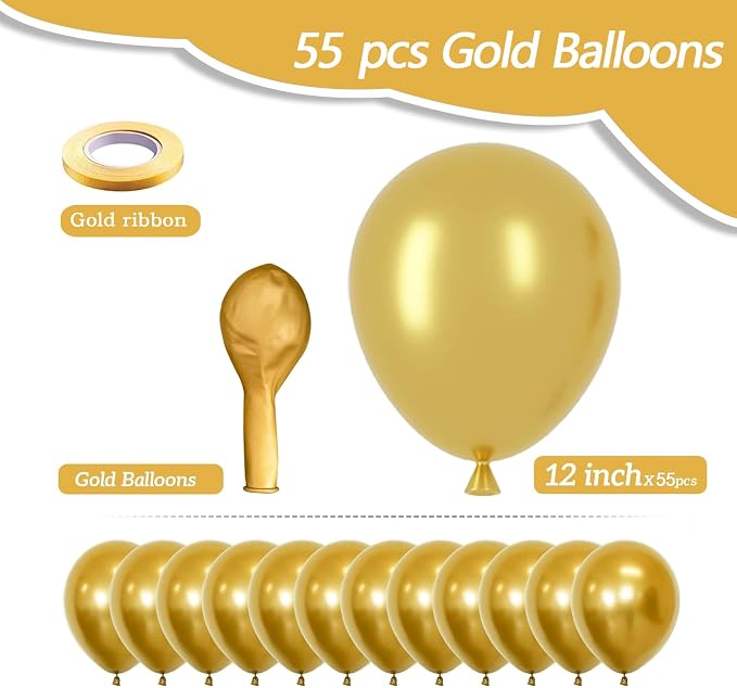 Gold Latex Balloons, Graduation, Baby Shower, New Year Party Decorations - Image 2