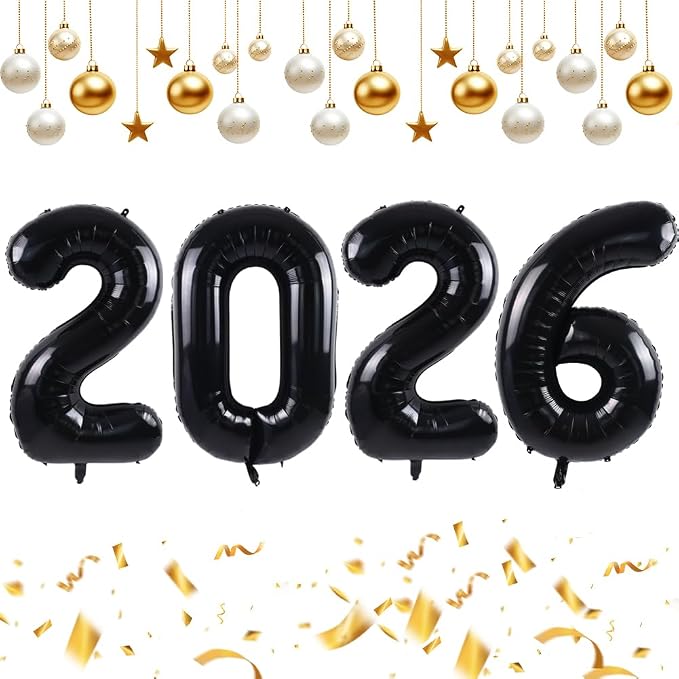 TONIFUL 2026 Graduation Balloons 42Inch Black 2026 Number Balloons Aluminum by TONIFUL