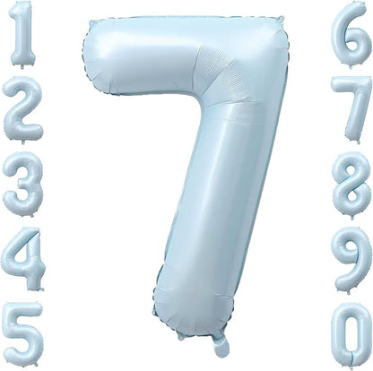 Baby Blue Number 7 Balloon 40 Inch, Foil Pastel Numeral Party Supplies | by Unknown