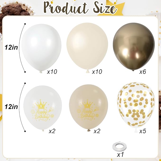 White and Gold Birthday Balloons - Image 2