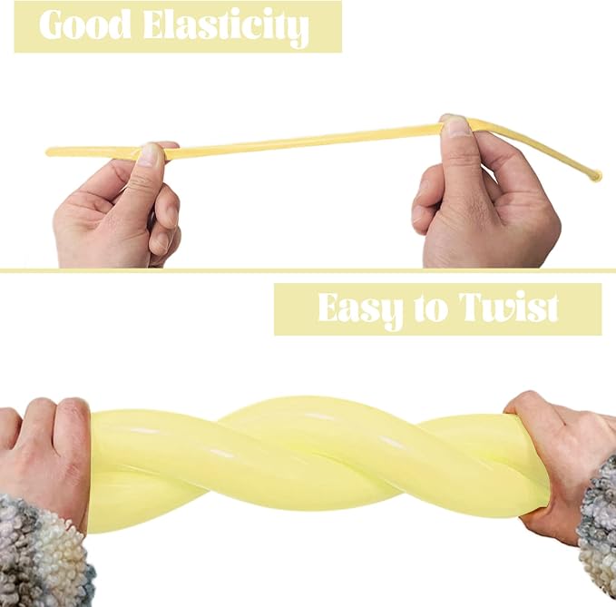 260 Long Balloons 100 Pack Pastel Yellow Twisting Animal Balloons Thickening - Image 3