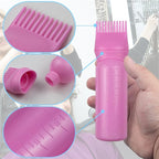 ELANE 4 Pack Root Comb Applicator Bottle,Oil Comb Applicator for Hair Dye Shampoos,Salons. (2 pink + 2 purple)