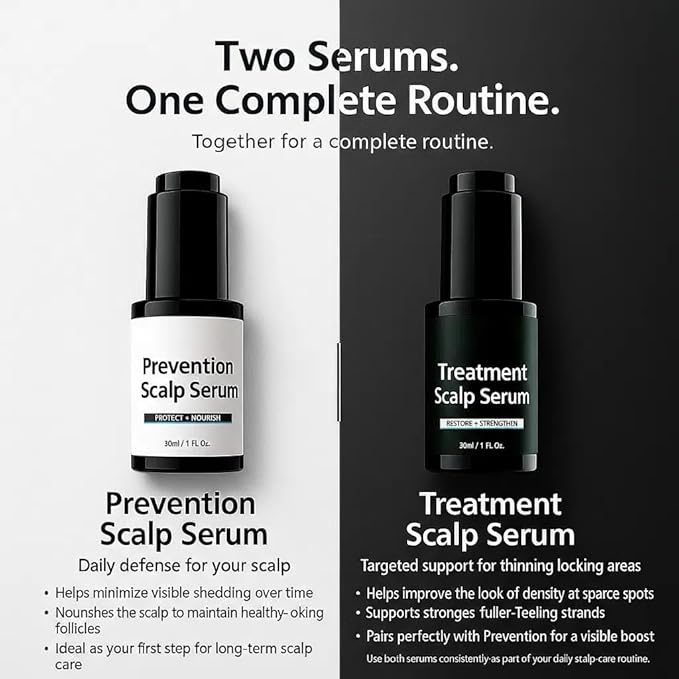 Hair Serum Bundle – The Prevention Formula + The Treatment Formula, Strengthens Roots & Revitalizes Scalp for Fuller, Healthier-Looking Hair