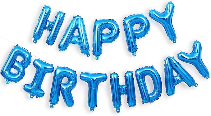 16 Inch Blue Happy Birthday Balloons Banner, Aluminum Foil Letters Happy by VHUWE