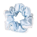 DAISYSILK Pure Mulberry Silk Hair Scrunchie for Women Gentle No-Crease Silk Hair Tie Smooth Elastic Ponytail Holder (Ice Blue)