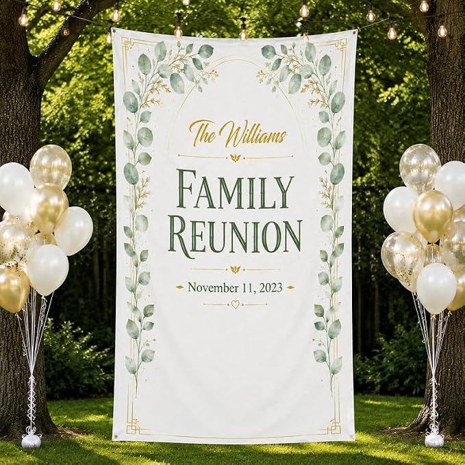 Family Reunion Banner Rustic Floral Design Customized by VIRAGIL