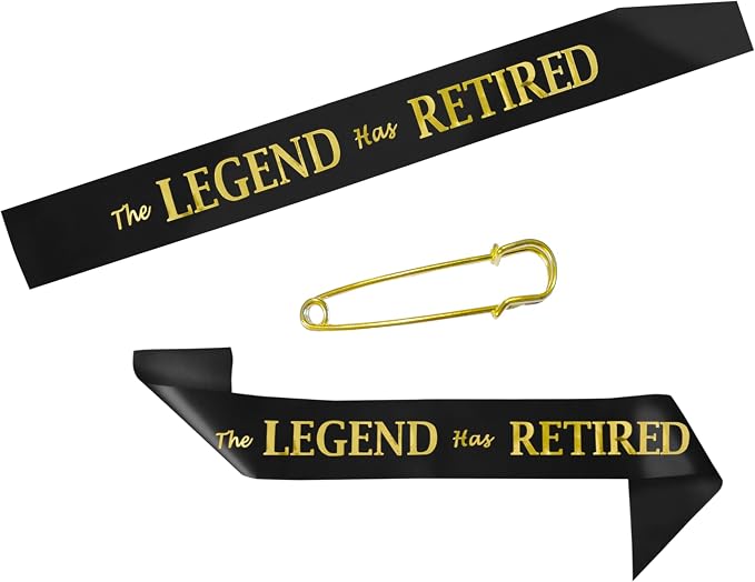 The Legend Has Retired Sash – Elegant Black and Gold Foil Legendary Sash - Image 5
