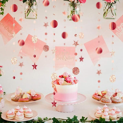 Rose Gold Party Decoration Rose Gold Star Circle Dot Hanging Garland Hanging - Image 3