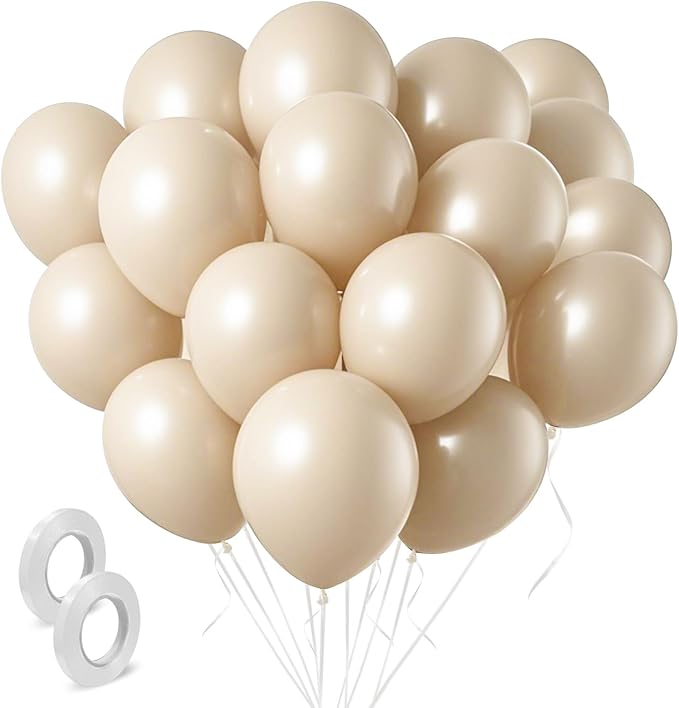 Cream Balloons Latex Party Balloons 100 Pack 12 inch Round Beige Neutral Sand by BOMSI