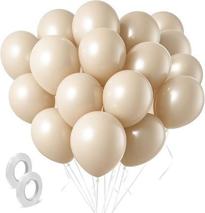 Cream Balloons Latex Party Balloons 100 Pack 12 inch Round Beige Neutral Sand by BOMSI
