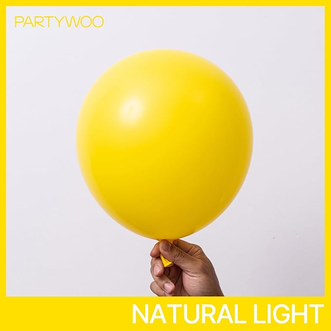 PartyWoo Yellow Balloons 100pcs Latex Helium Balloons 12 Inch | Birthday Baby - Image 2