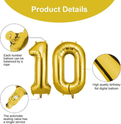 OFFCUP 40 Inch Gold Number 10 Balloon - Image 3