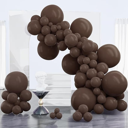 PartyWoo Dark Brown Balloons 100pcs Boho Coffee Neutral Color | 18 12 10 5 Inch by PartyWoo