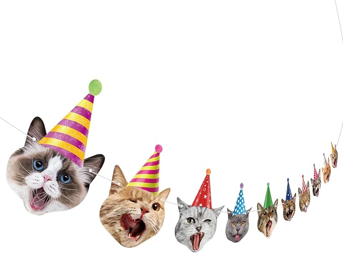 Hooqict Cat Birthday Banner Birthday Party Decorations by Hooqict