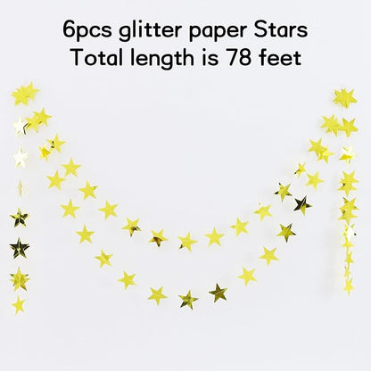 BEISHIDA Gold Glitter Star Garland Decor Twinkle Star Banner Backdrop - Image 2